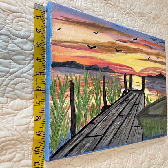 Sunset Pier, 11 x 14, Acrylic Painting - Picture 4 of 5